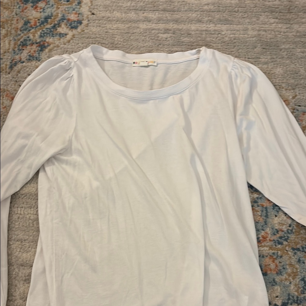 Roller Rabbit Cream Asymmetrical 3/4 Sleeve Blouse